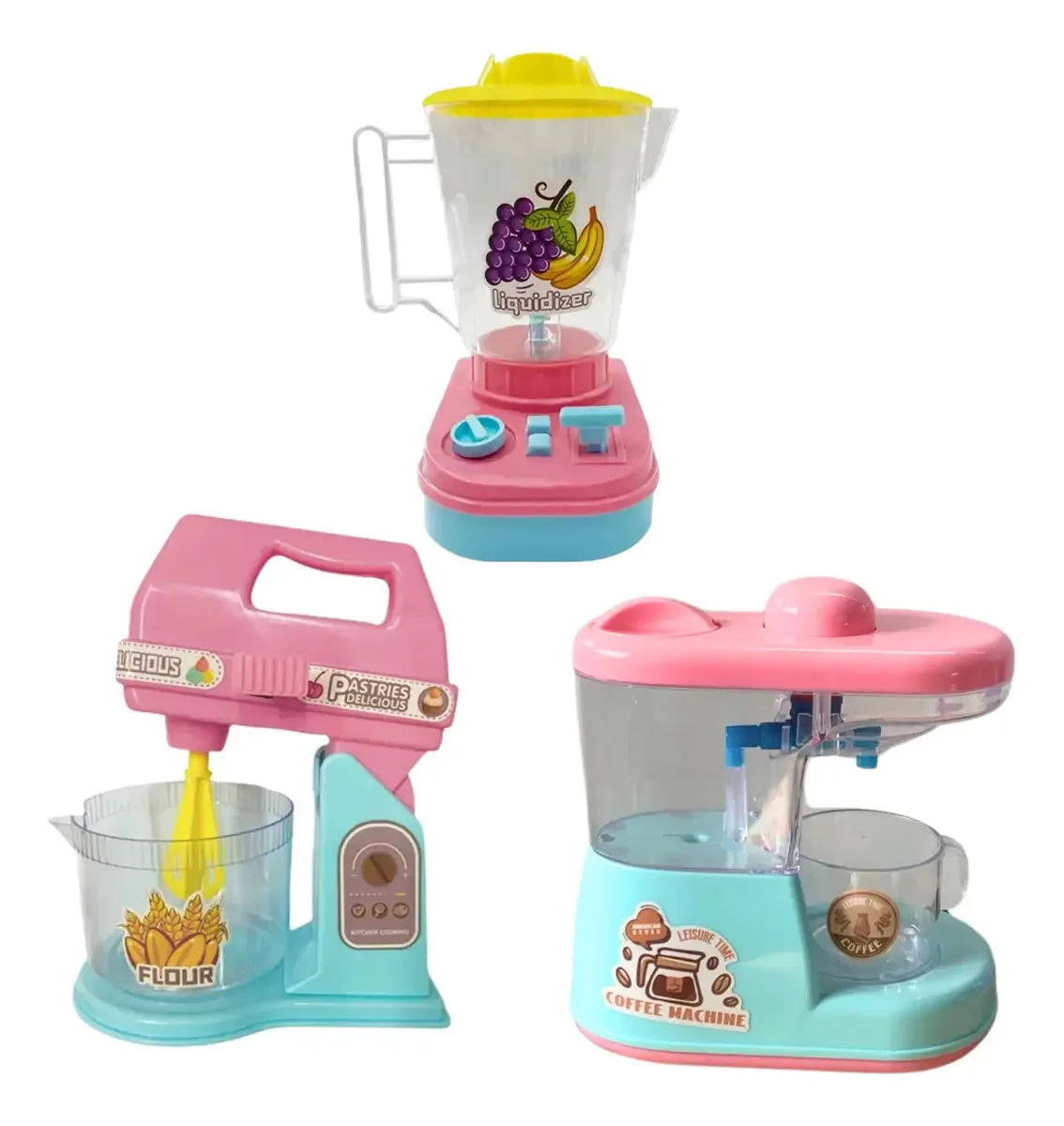Toy Eletrodomésticos, conjunto de cozinha, 3 unidades, cor de água