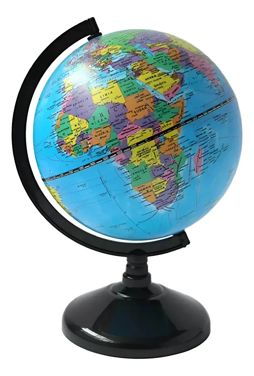 Globe Base Plastic Earth Globe 8,5 cm Souvenir X 10 Un. Base: preto, globo azul claro