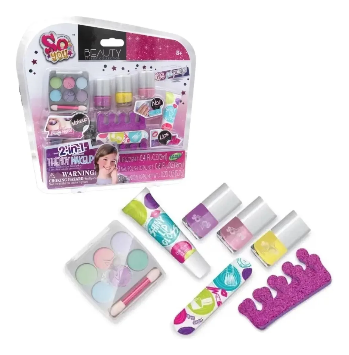 Kit de maquiagem para meninas, esmalte, sombras labiais
