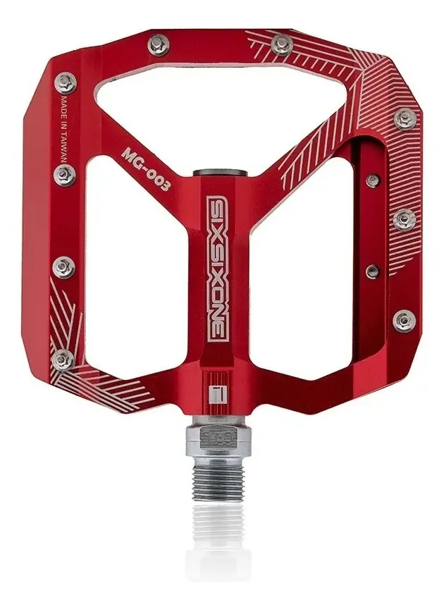 Pedais de bicicleta Sixsixone Aluminium Enduro 661 Mtb com pinos vermelhos