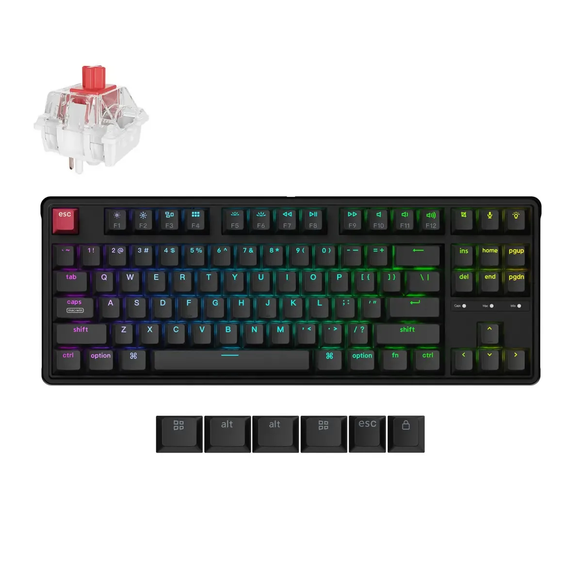 Teclado Mecânico Keychron C3 Pro TKL Com Switches Super Red e Hot-swap
