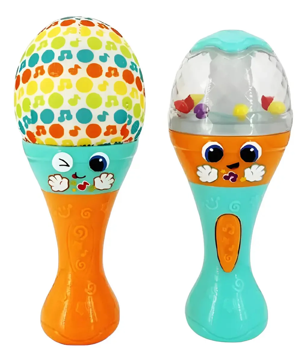 Unidades Maracas Baby Rattle X 2 com luzes Maracas multicoloridas Winfun