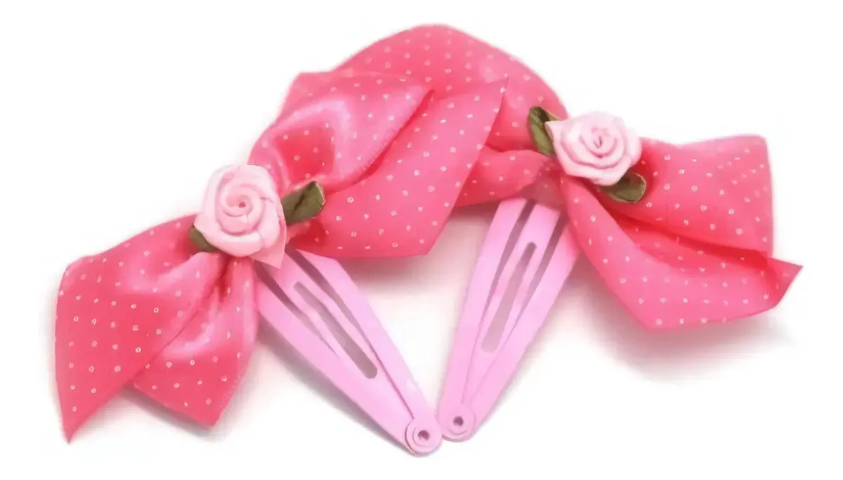 Fivelas de cabelo rosa Basicare X2 com laços