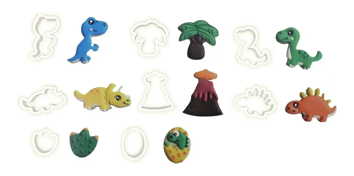 Cortadores de biscoitos de dinossauro de 8 peças
