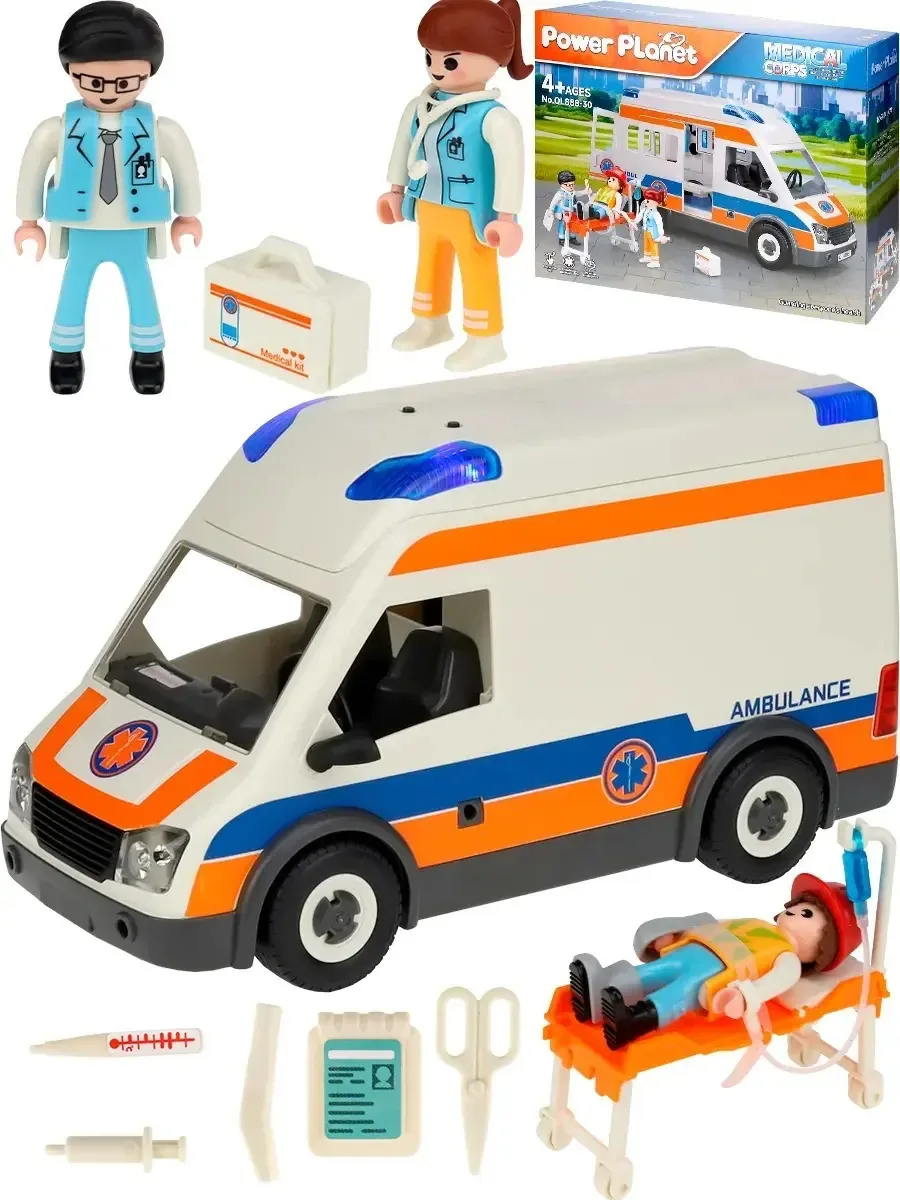 Conjunto de carrocerias de luz/som para ambulâncias médicas Power Planet, número de peças: 30