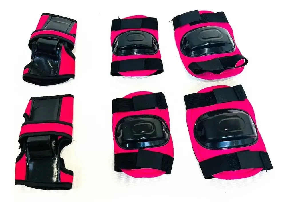 Conjunto de proteção rosa premium para joelhos e cotovelos