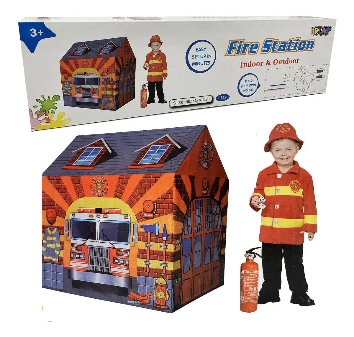 Barraca Infantil de Corpo de Bombeiros Interior/Exterior 95x72x102