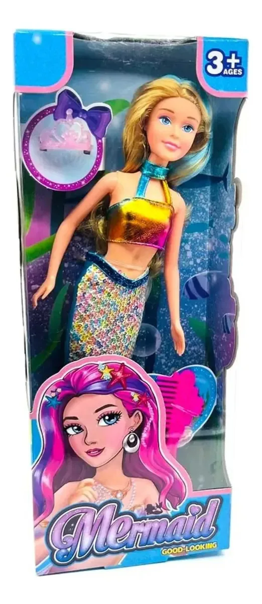 Boneca sereia com acessório