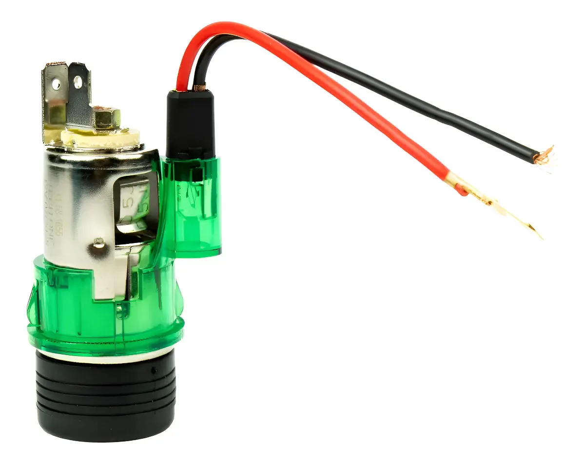 Tomada Adaptador 12v Veicular Acendedor Cigarro Verde - Verde
