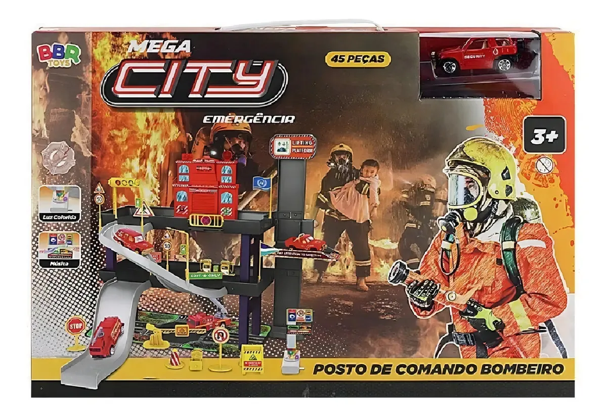Brinquedo Pista Posto De Comando Bombeiro Com Luz Som R3137 Cor Vermelho