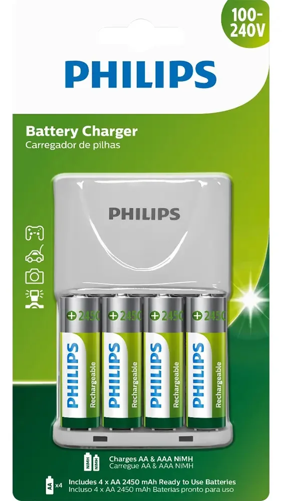 Carregador C/4 Pilhas Aa Philips