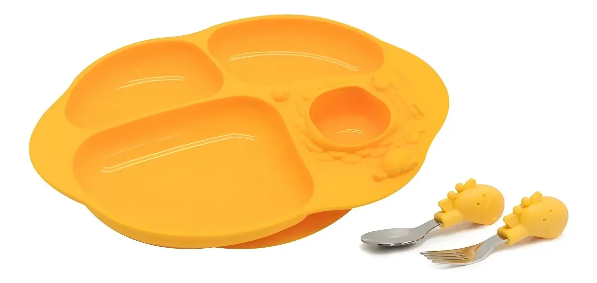 Kit Alimentação Infantil Marcus & Marcus Prato Com Divisórias E Sucção
