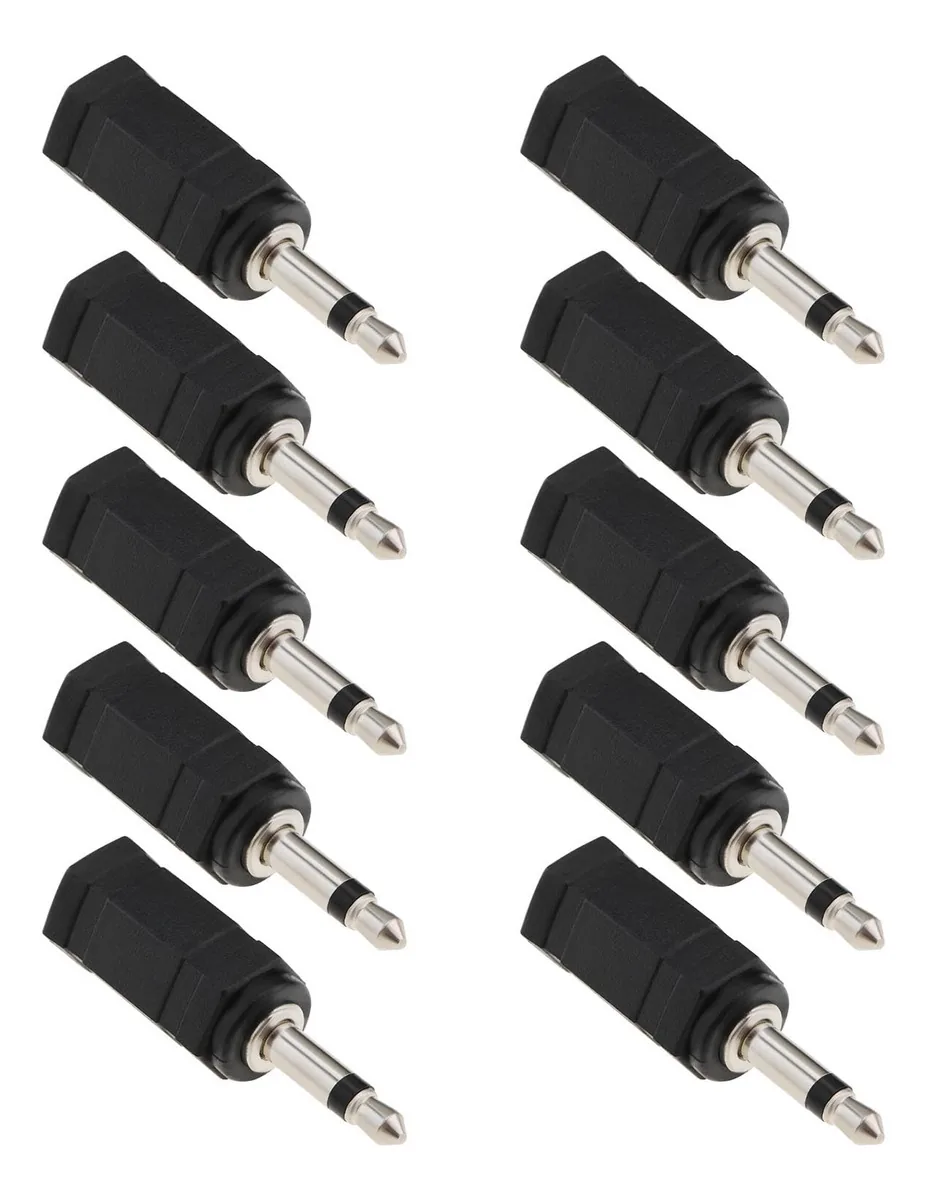 Ecsing 10 Adaptadores de Macacão para Estéreo de 3,5 Mm Fêmea para Macho Para Fones de Ouvido 2 Em 1 Para Telefones Móveis, Fones de Ouvido de Computador (preto)
