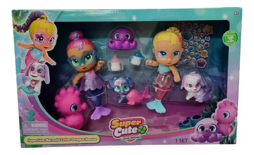 Conjunto de sereias Sharif Express Super Cute Octopus Rescue de 6 bonecos