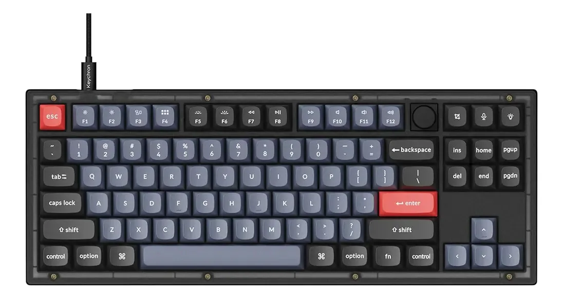 Teclado mecânico Keychron V3 Max Switch vermelho RGB preto, idioma inglês