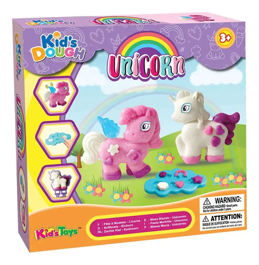 Conjunto de massinhas multicoloridas de unicórnio