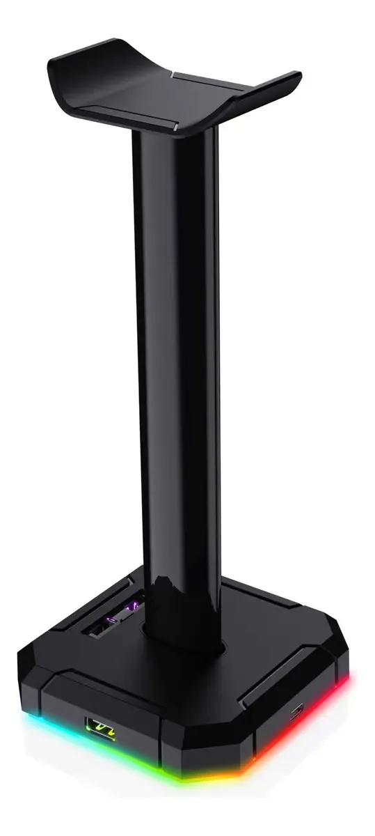 Redragon Ha300 Scepter Pro - Suporte de fone de ouvido para jogos retroiluminado RGB com barra de suporte de alumínio, base de borracha antiderrapante sólida e 4 portas USB 2.0 para jogos
