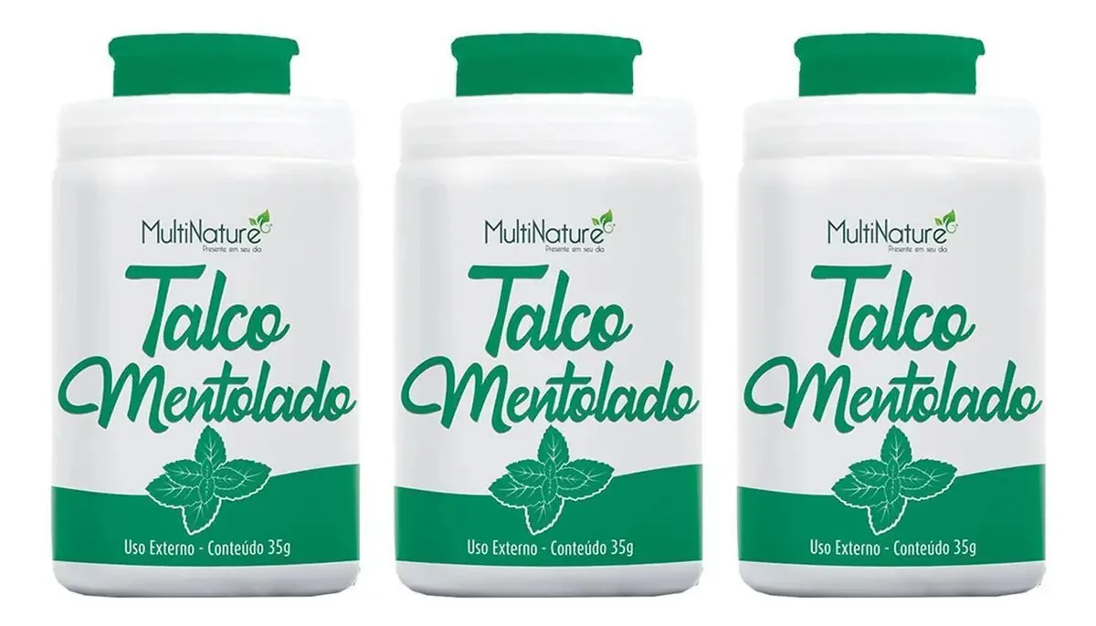Kit 3 Talco Mentolado Antisséptico Multinature 35g