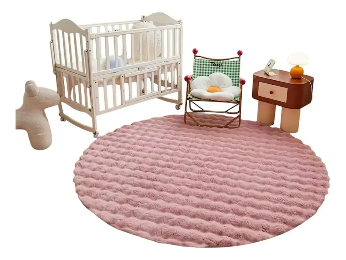 Tapete peludo ECYstore Tapete rosa sólido - 1m x 1m