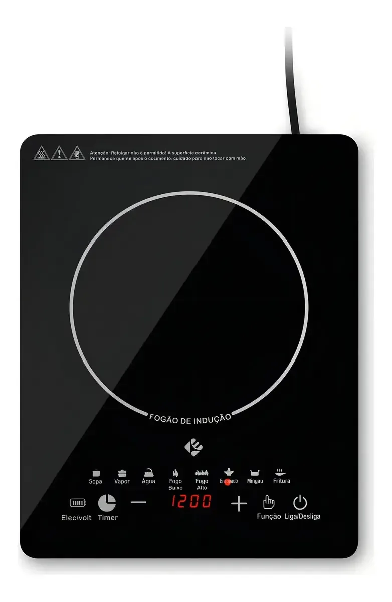 Cooktop de Indução 1 Boca Preto Painel Touch Screen