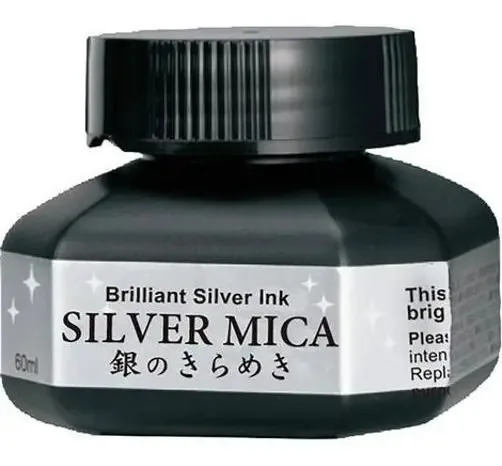 Tinta Líquida Kuretake Mica Prata para Artes e Caligrafia, 60ml