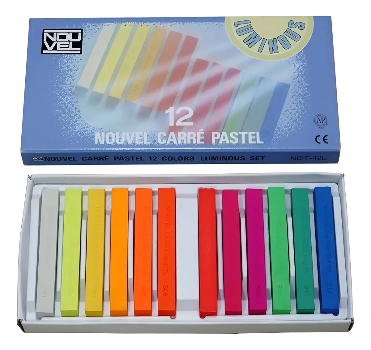 Conjunto de 12 cores pastéis secos em bastão - 12 cores Sakura Nouvel Carre Color