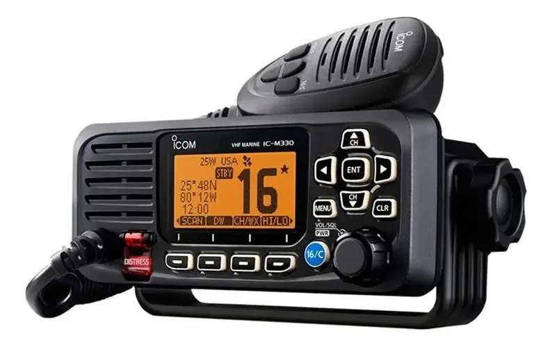 Rádio VHF Marítimo Icom IC-M330G com GPS e Antena, 25W, IPX7