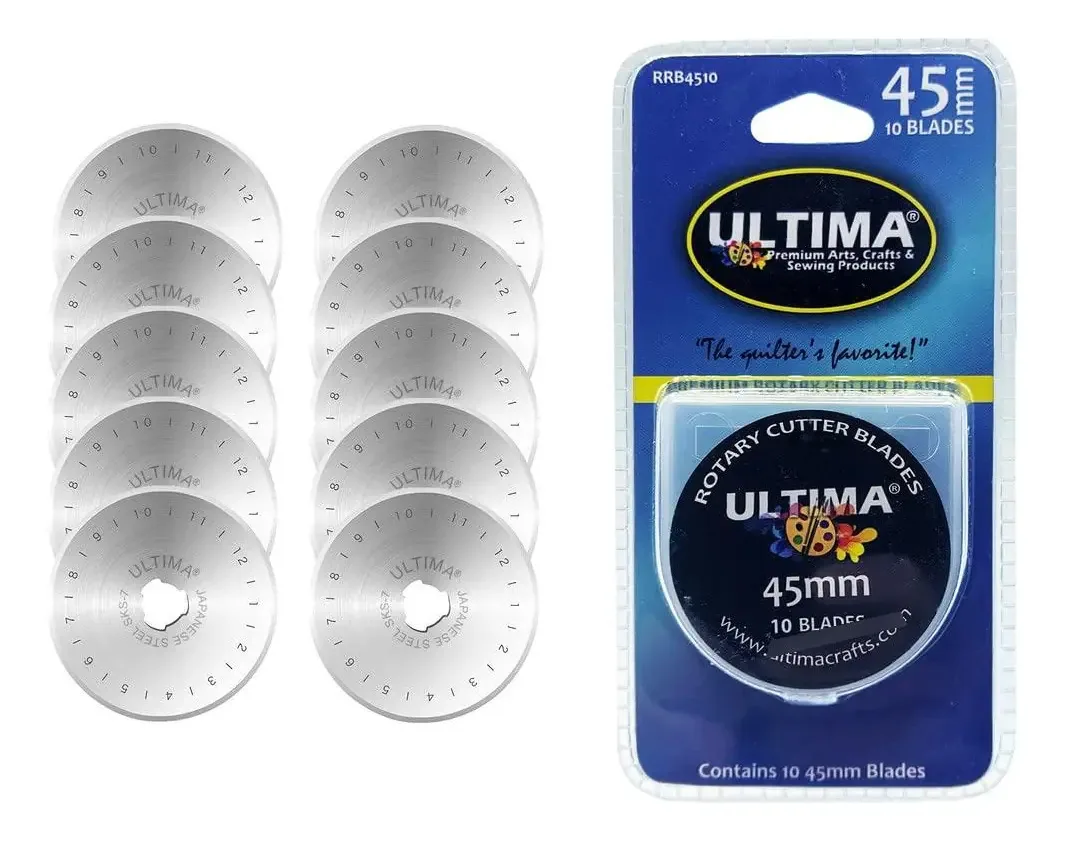 Lâminas de corte rotativas de 45 mm, pacote com 10 para tecido e taco