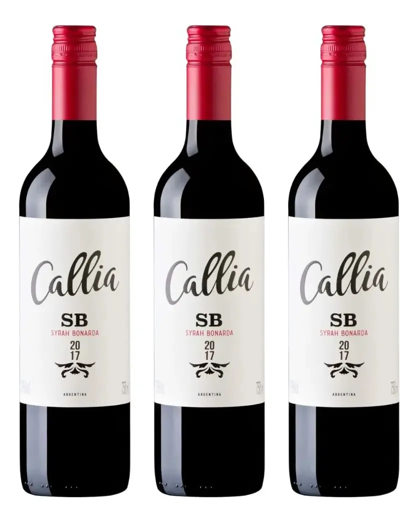 Kit 3x Vinhos Tintos Argentinos Callia Syrah Bonarda