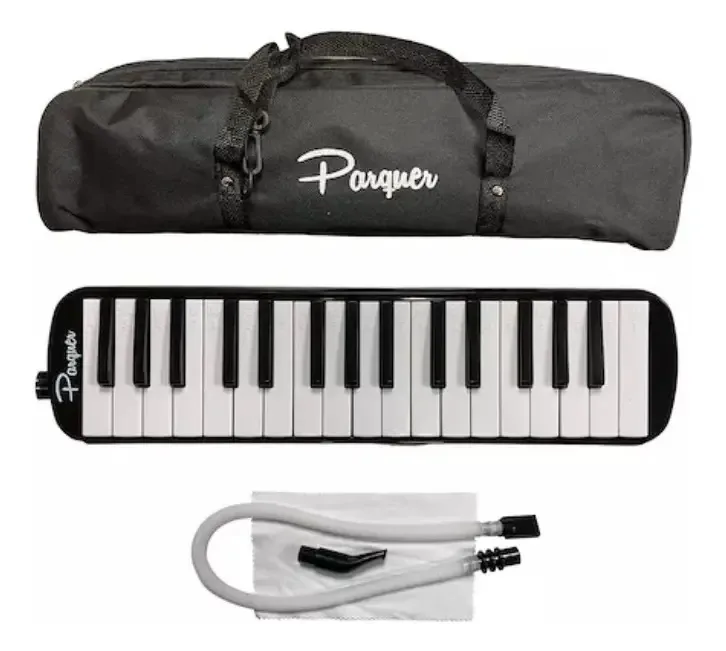 Estojo para flauta Melodica com 32 teclas de parquet coloridas! + Cor: preto