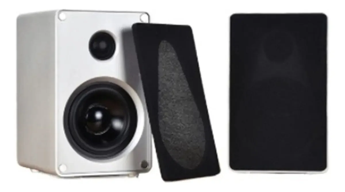 Alto-falante de mesa Arsmi Audio de 3 polegadas em liga de alumínio de 2 canais, dois canais, passivo, surround passivo, satélite, prateleira de áudio suspensa na parede