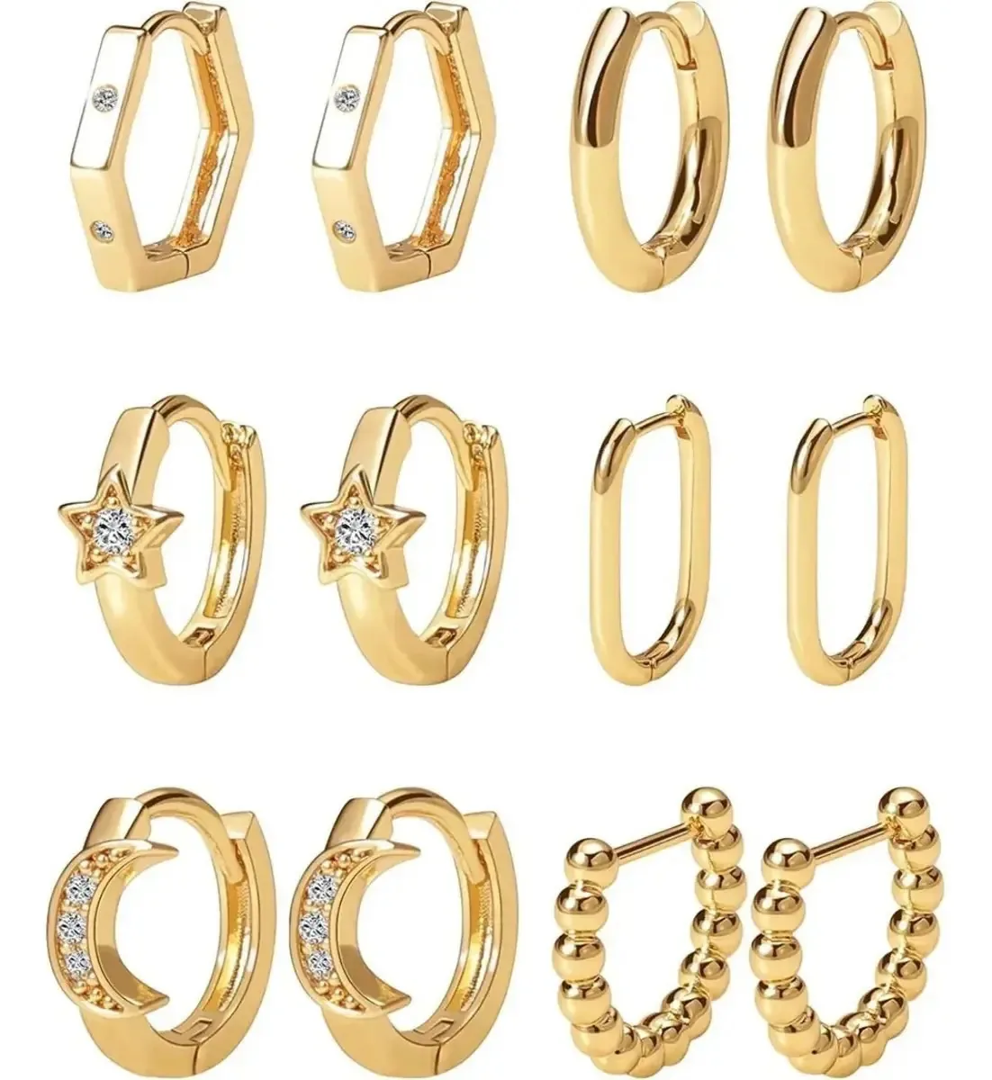 Brincos laminados em ouro 14k Gzsd 6, femininos, Arracadas Huggies Fashion