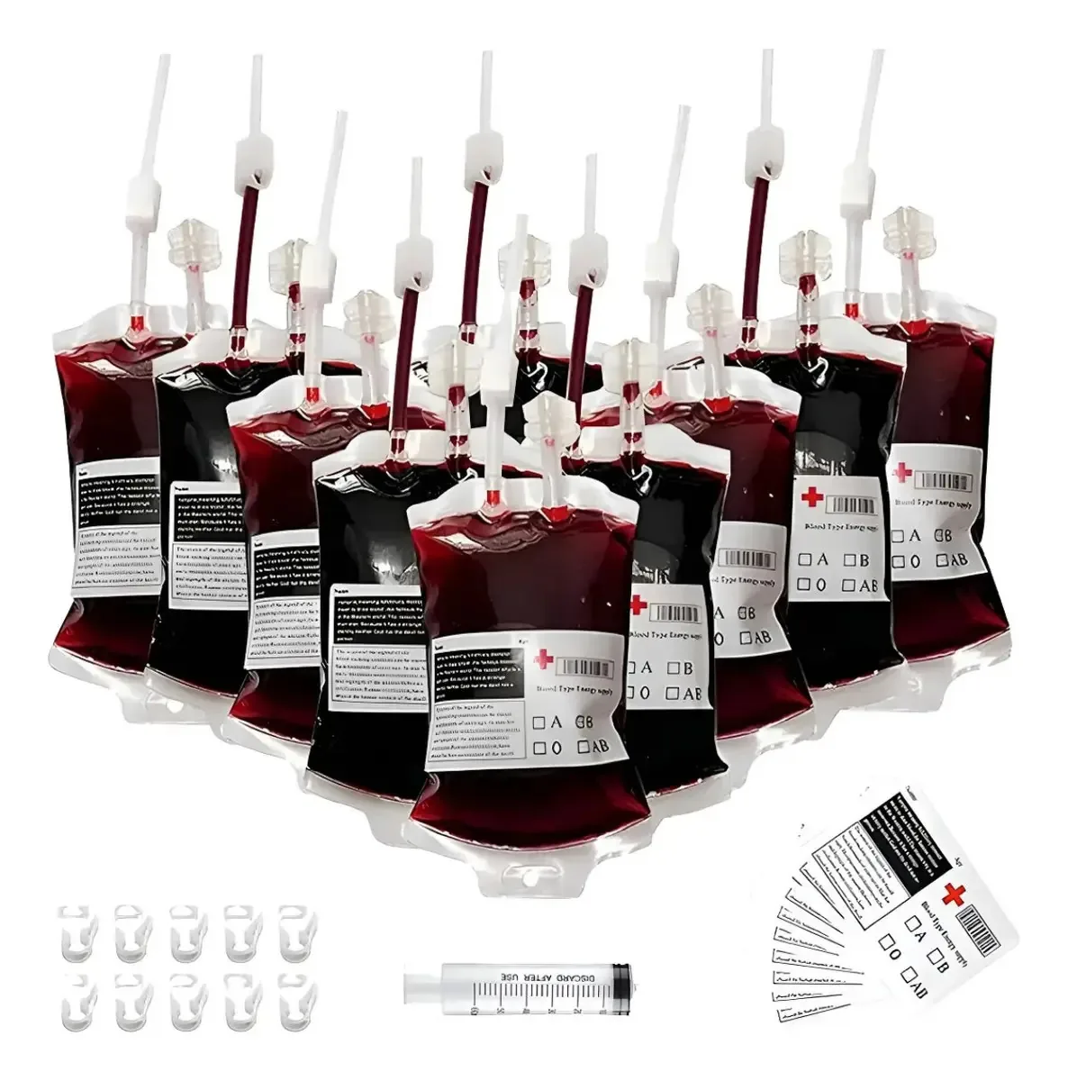 Bolsa de sangue falsa Gzsd, 10 peças, Halloween, festa de vampiros, bolsa de sangue sintético para festa de Halloween, 350 ml