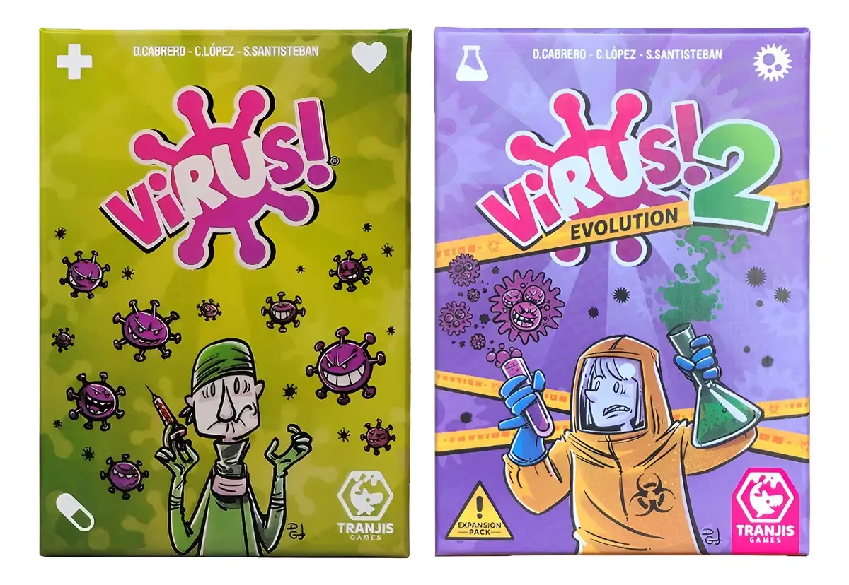 Conjunto de jogos de cartas Virus 1 e Virus 2 em espanhol