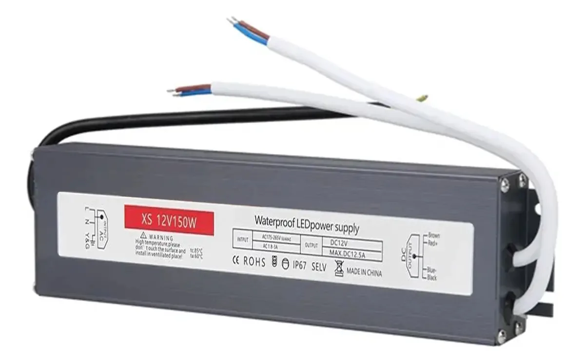 Fonte de alimentação 12v 150w 12.5a Transformador externo Ip67