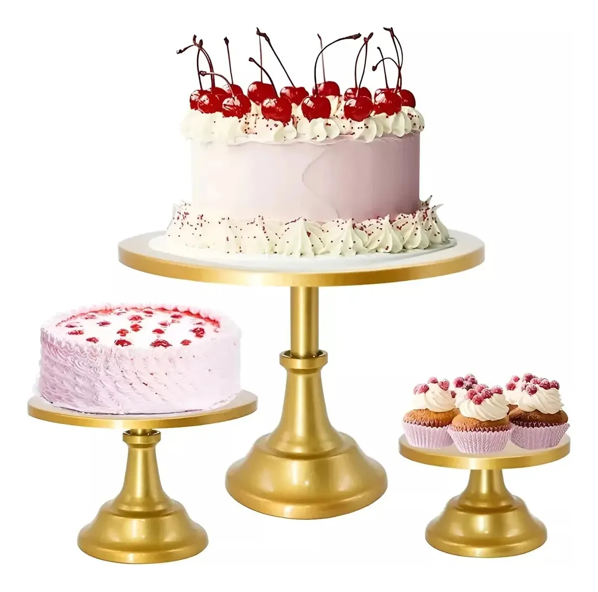 Conjunto de 3 bases de bolo Suporte para bolos Suporte para cupcakes Bandejas para bolos Cake Riser Cake Stand Display Cake Holder Display Cake Bases Pasteleriuscl