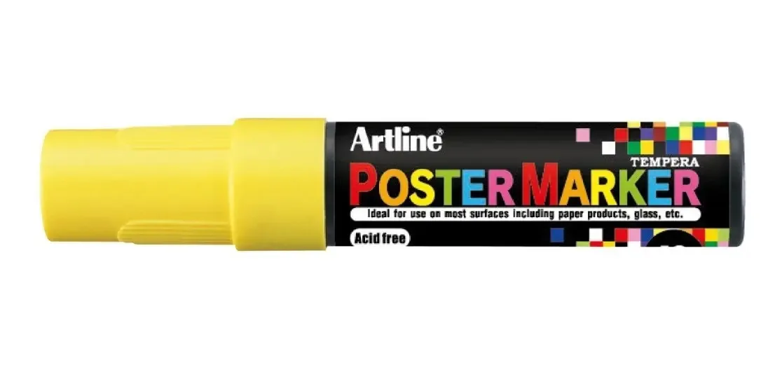 Marcadores de pôster Artline, 12 mm, cores fluorescentes, amarelo fluorescente