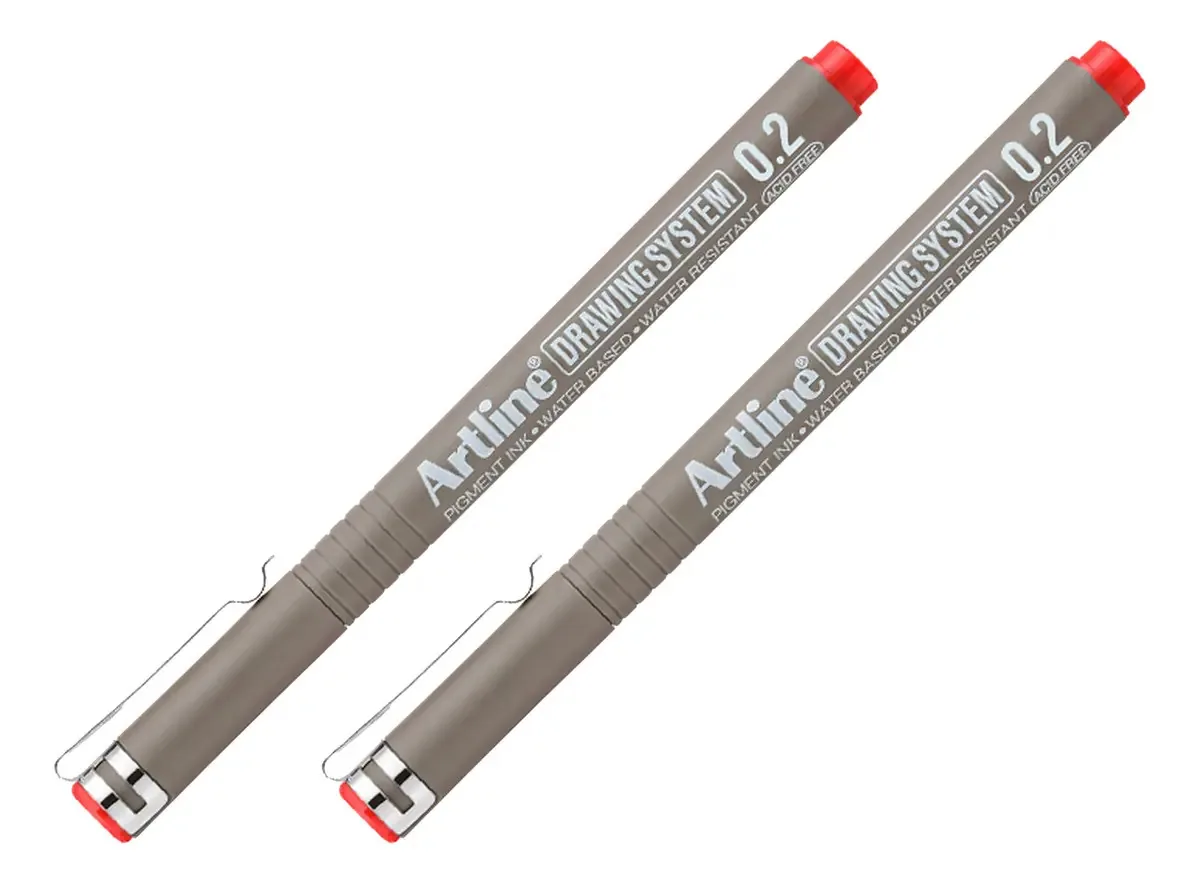 Tinta vermelha para exterior cinza Artline X 2 Rapidograph