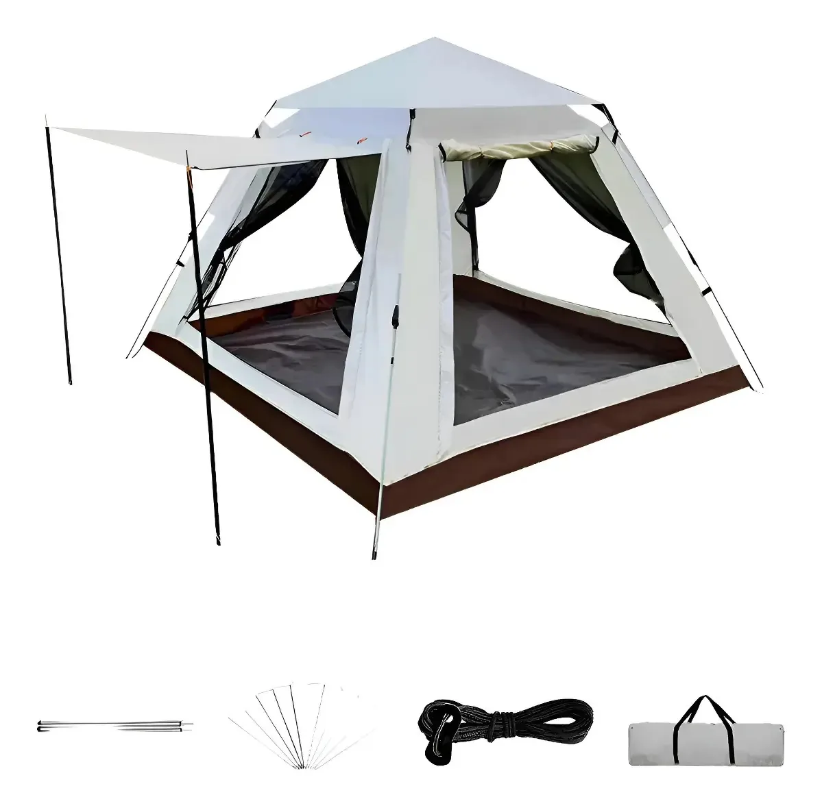 Casa de acampamento portátil impermeável para 4-7 pessoas, 2 entradas
