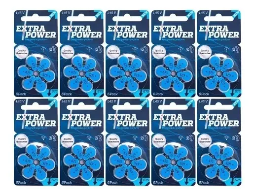 60 Pilhas Baterias 675 Pr44 Aparelho Auditivo Extra Power