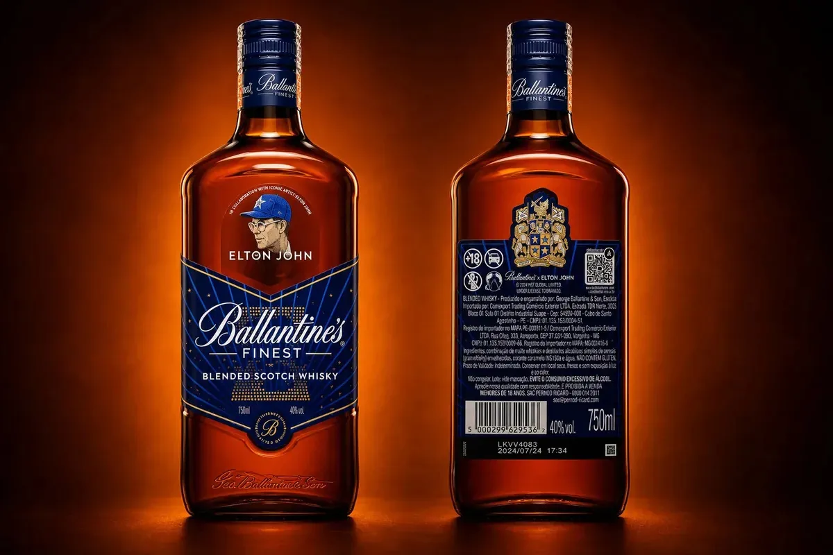 Whisky Escocês Blended Finest Elton John Ballantines Garrafa 750ml