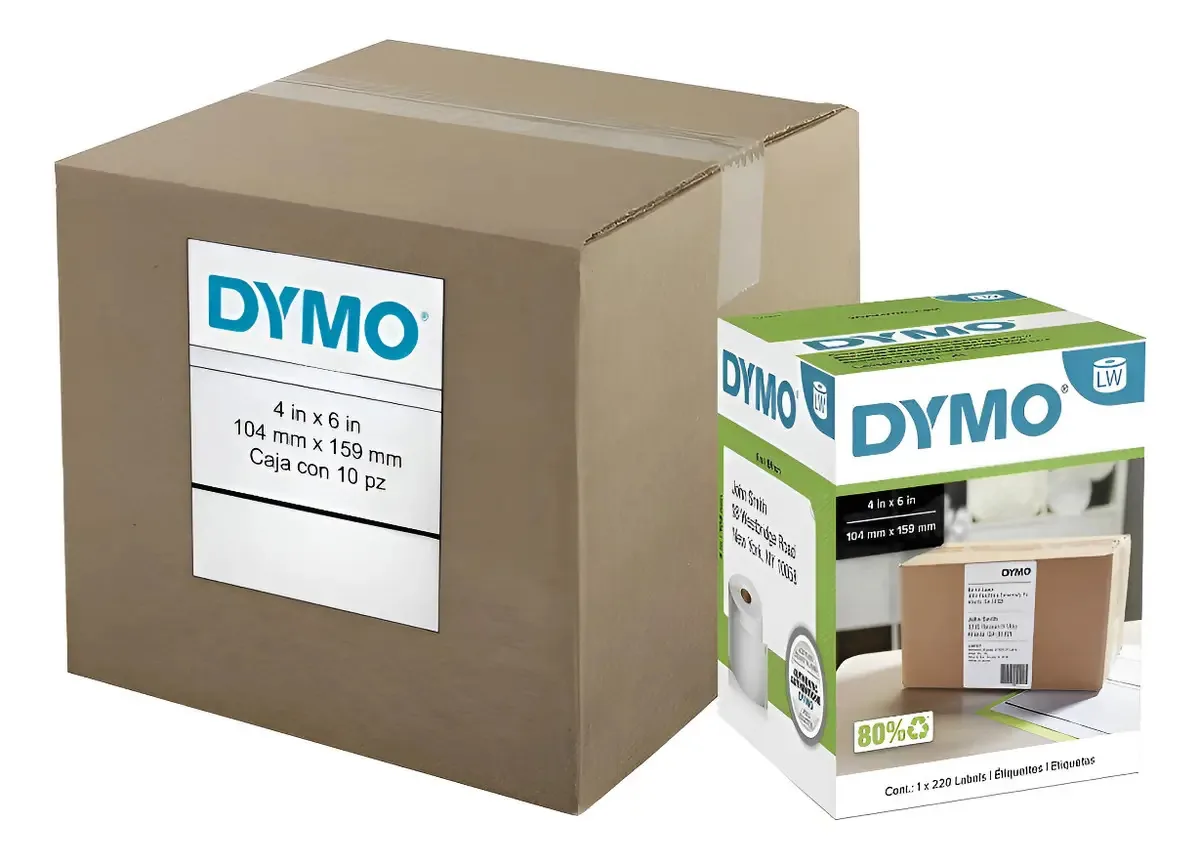 Etiquetas Dymo 4xl 4x6 10 rolos 220 etiquetas C/u brancas