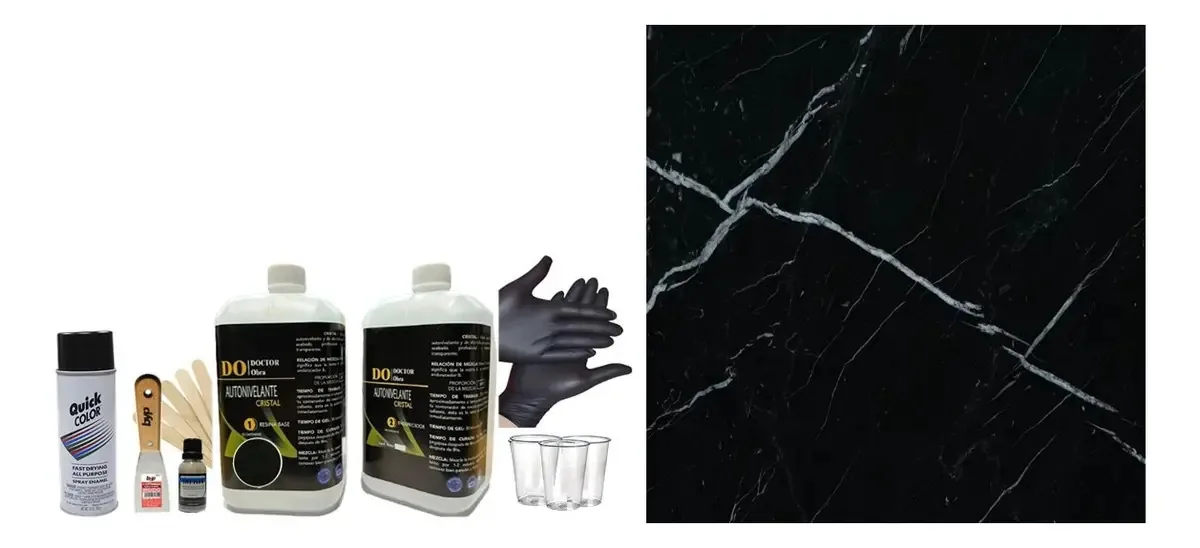 Kit de porcelanato líquido marmorizado com tudo incluído 1 M2, cor cinza