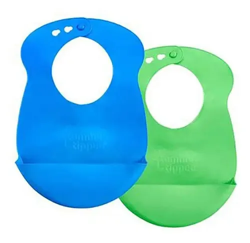 Babadores De Silicone Roll N' Go Azul E Verde - Tommee Tippe Tamanho UN