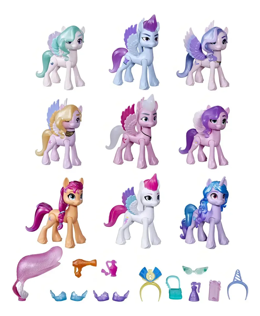 My Little Pony Hasbro, New Generation - Coleção Gala Real, Conjunto de Figuras de Brinquedo com Acessórios, Conteúdo: 9 Figuras de 7.5 Cm e 13 Acessórios, Para Meninas e Meninos de 3 Anos em Diante