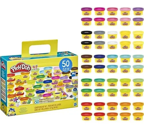 Kit Massinha Play Doh 50 Potes De Massa Modelar Infantil 28g Cor Colorido