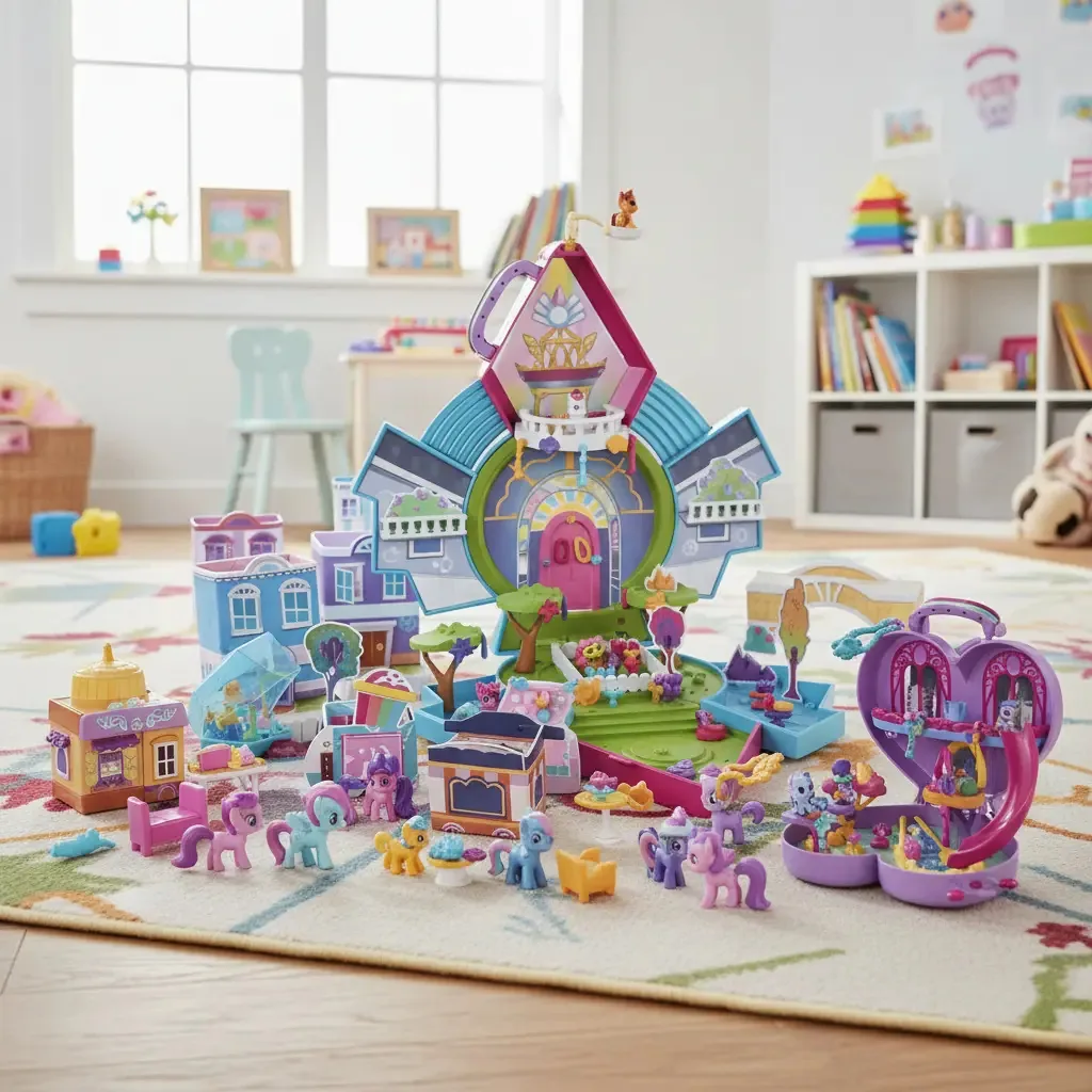 Conjunto mágico My Little Pony Mini World City Pony 9 bonecos