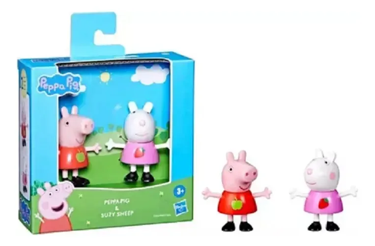 Bonecos Peppa Pig e Suzy Sheep de Plástico com 6 cm