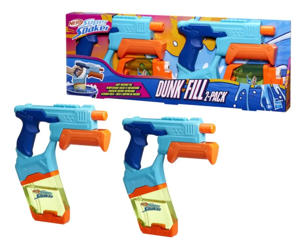 Pacote X2: lançadores de água Nerf Super Soaker Dunk-fill, cor laranja