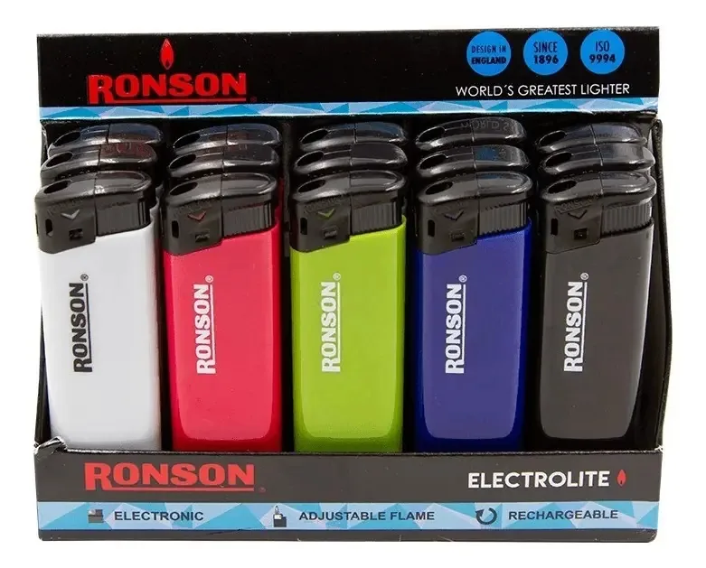 Caixa de Isqueiros Ronson Electrolite, 15 Unidades